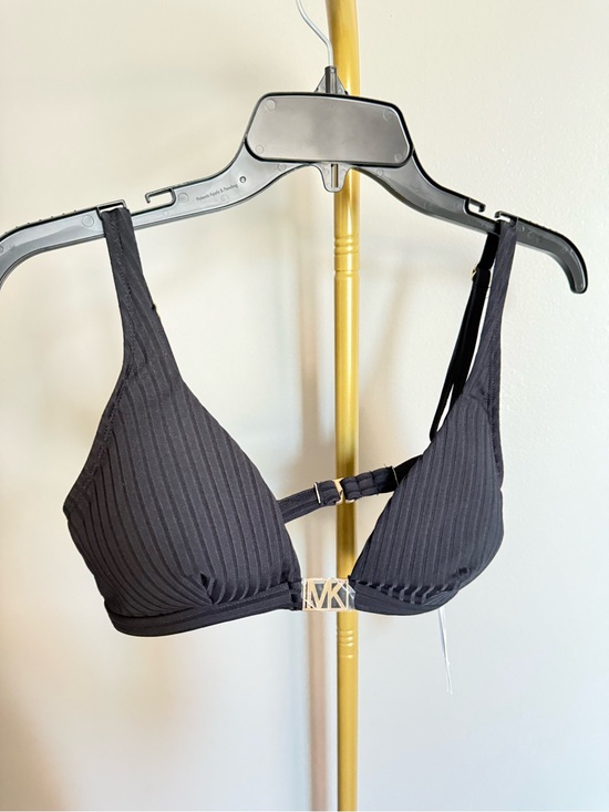 Michael Kors Other - NWT Michael Kors Ribbed Triangle Bikini Top – Black, Size M